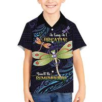 As Long As I Breathe You'll Be Remembered Family Matching Off Shoulder Short Dress and Hawaiian Shirt Dragonflies Memorial - Polynesian Pattern