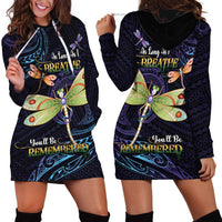 As Long As I Breathe You'll Be Remembered Hoodie Dress Dragonflies Memorial - Polynesian Pattern