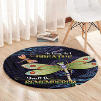 As Long As I Breathe You'll Be Remembered Round Carpet Dragonflies Memorial - Polynesian Pattern
