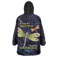 As Long As I Breathe You'll Be Remembered Wearable Blanket Hoodie Dragonflies Memorial - Polynesian Pattern