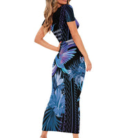 Polynesian Memorial Short Sleeve Bodycon Dress Hummingbirds Appear When Angels Are Near LT14 - Polynesian Pride