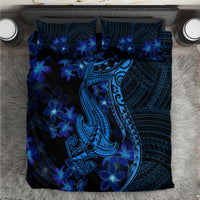 Blue Polynesia Shark Tattoo Bedding Set With Polynesian Plumeria LT14 Blue - Polynesian Pride