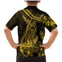 Gold Polynesia Shark Tattoo Family Matching Mermaid Dress and Hawaiian Shirt With Polynesian Plumeria LT14 - Polynesian Pride