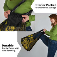 Gold Polynesia Shark Tattoo Grocery Bag With Polynesian Plumeria