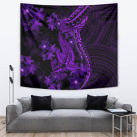 Purple Polynesia Shark Tattoo Tapestry With Polynesian Plumeria LT14 - Polynesian Pride