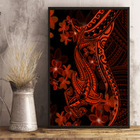 Red Polynesia Canvas Wall Art Shark Tattoo With Polynesian Plumeria LT14 - Polynesian Pride