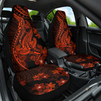 Red Polynesia Car Seat Cover Shark Tattoo With Polynesian Plumeria LT14 One Size Red - Polynesian Pride