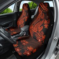 Red Polynesia Car Seat Cover Shark Tattoo With Polynesian Plumeria LT14 - Polynesian Pride