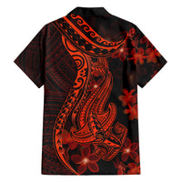 Red Polynesia Family Matching Off Shoulder Short Dress and Hawaiian Shirt Shark Tattoo With Polynesian Plumeria LT14 - Polynesian Pride