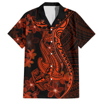 Red Polynesia Family Matching Short Sleeve Bodycon Dress and Hawaiian Shirt Shark Tattoo With Polynesian Plumeria LT14 Dad's Shirt - Short Sleeve Red - Polynesian Pride