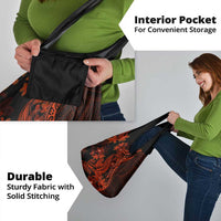 Red Polynesia Grocery Bag Shark Tattoo With Polynesian Plumeria