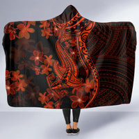 Red Polynesia Hooded Blanket Shark Tattoo With Polynesian Plumeria LT14 - Polynesian Pride