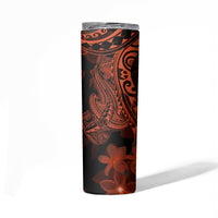 Red Polynesia Skinny Tumbler Shark Tattoo With Polynesian Plumeria