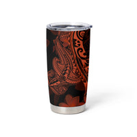 Red Polynesia Tumbler Cup Shark Tattoo With Polynesian Plumeria