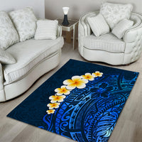 Blue Polynesia Area Rug Plumeria Tropical Leaves With Galaxy Polynesian Art LT14 - Polynesian Pride