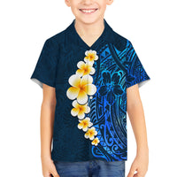 Blue Polynesia Family Matching Tank Maxi Dress and Hawaiian Shirt Plumeria Tropical Leaves With Galaxy Polynesian Art LT14 Son's Shirt Blue - Polynesian Pride