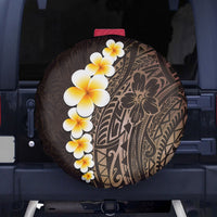 Brown Polynesia Spare Tire Cover Plumeria Tropical Leaves With Galaxy Polynesian Art LT14 Brown - Polynesian Pride
