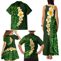 Green Polynesia Family Matching Tank Maxi Dress and Hawaiian Shirt Plumeria Tropical Leaves With Galaxy Polynesian Art LT14 - Polynesian Pride