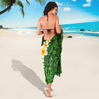 Green Polynesia Sarong Plumeria Tropical Leaves With Galaxy Polynesian Art LT14 - Polynesian Pride