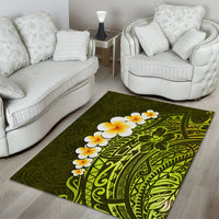 Lime Green Tropical Plumeria With Galaxy Polynesian Art Area Rug LT14 - Polynesian Pride