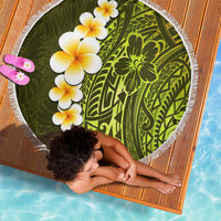 Lime Green Tropical Plumeria With Galaxy Polynesian Art Beach Blanket LT14 - Polynesian Pride