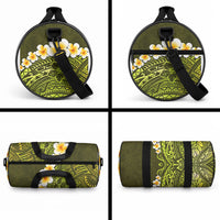 Lime Green Tropical Plumeria With Galaxy Polynesian Art Duffle Bag