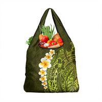 Lime Green Tropical Plumeria With Galaxy Polynesian Art Grocery Bag