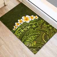 Lime Green Tropical Plumeria With Galaxy Polynesian Art Rubber Doormat LT14 - Polynesian Pride