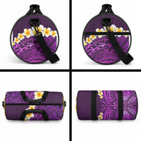 Purple Tropical Plumeria With Galaxy Polynesian Art Duffle Bag