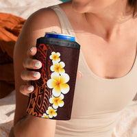 Red Tropical Plumeria With Galaxy Polynesian Art 4 in 1 Can Cooler Tumbler