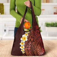 Red Tropical Plumeria With Galaxy Polynesian Art Grocery Bag