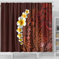 Red Tropical Plumeria With Galaxy Polynesian Art Shower Curtain LT14 - Polynesian Pride