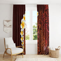 Red Tropical Plumeria With Galaxy Polynesian Art Window Curtain LT14 - Polynesian Pride