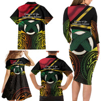 Vanuatu 1980 Family Matching Long Sleeve Bodycon Dress and Hawaiian Shirt Hapi 45 Yia Indipendens Anivesari LT14 - Polynesian Pride