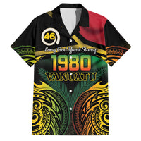 Vanuatu 1980 Family Matching Long Sleeve Bodycon Dress and Hawaiian Shirt Hapi 46 Yia Indipendens Anivesari LT14 Dad's Shirt - Short Sleeve Black - Polynesian Pride