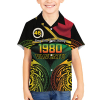 Vanuatu 1980 Family Matching Long Sleeve Bodycon Dress and Hawaiian Shirt Hapi 46 Yia Indipendens Anivesari LT14 Son's Shirt Black - Polynesian Pride