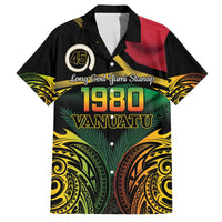 Vanuatu 1980 Family Matching Off The Shoulder Long Sleeve Dress and Hawaiian Shirt Hapi 46 Yia Indipendens Anivesari LT14 Dad's Shirt - Short Sleeve Black - Polynesian Pride