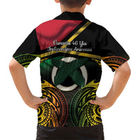 Vanuatu 1980 Family Matching Off Shoulder Maxi Dress and Hawaiian Shirt Hapi 46 Yia Indipendens Anivesari LT14 - Polynesian Pride
