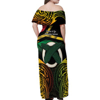 Vanuatu 1980 Family Matching Off Shoulder Maxi Dress and Hawaiian Shirt Hapi 46 Yia Indipendens Anivesari LT14 - Polynesian Pride