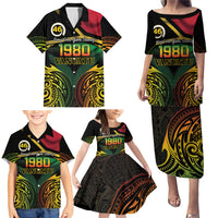Vanuatu 1980 Family Matching Puletasi and Hawaiian Shirt Hapi 46 Yia Indipendens Anivesari LT14 - Polynesian Pride