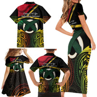 Vanuatu 1980 Family Matching Short Sleeve Bodycon Dress and Hawaiian Shirt Hapi 46 Yia Indipendens Anivesari LT14 - Polynesian Pride