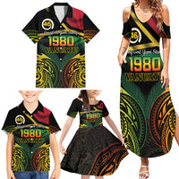 Vanuatu 1980 Family Matching Summer Maxi Dress and Hawaiian Shirt Hapi 46 Yia Indipendens Anivesari LT14 - Polynesian Pride