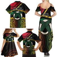 Vanuatu 1980 Family Matching Summer Maxi Dress and Hawaiian Shirt Hapi 46 Yia Indipendens Anivesari LT14 - Polynesian Pride