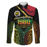 Vanuatu 1980 Family Matching Summer Maxi Dress and Hawaiian Shirt Hapi 46 Yia Indipendens Anivesari LT14 Dad's Shirt - Long Sleeve Black - Polynesian Pride