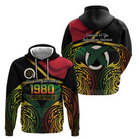 Vanuatu 1980 Hoodie Hapi 46 Yia Indipendens Anivesari LT14 Zip Hoodie Black - Polynesian Pride