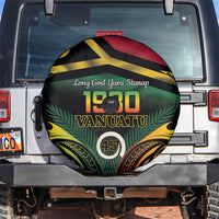 Vanuatu 1980 Spare Tire Cover Hapi 46 Yia Indipendens Anivesari LT14 No hole Black - Polynesian Pride