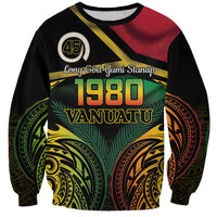 Vanuatu 1980 Sweatshirt Hapi 46 Yia Indipendens Anivesari LT14 Unisex Black - Polynesian Pride