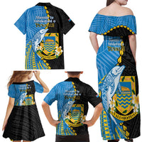Tuvalu Independence Day Family Matching Off Shoulder Maxi Dress and Hawaiian Shirt Manuia te tutokotasi o Tuvaluan Dolphin Tattoo