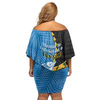 Tuvalu Independence Day Family Matching Off Shoulder Short Dress and Hawaiian Shirt Manuia te tutokotasi o Tuvaluan Dolphin Tattoo