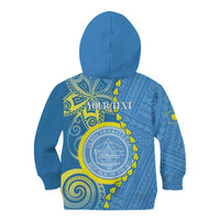 Personalised Palau Independence Day Kid Hoodie Belau Coat Of Arms Polynesian Curve Style